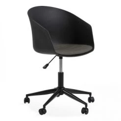 Oviala Chaises De Bureau Fauteuil De Bureau à Roulettes Pivotant Noir -Bancs Soldes fauteuil de bureau a roulettes pivotant noir 4
