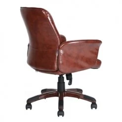 Calicosy Chaises De Bureau Fauteuil De Bureau Chesterfield En Simili Cuir - Marron -Bancs Soldes fauteuil de bureau chesterfield en simili cuir marron 2