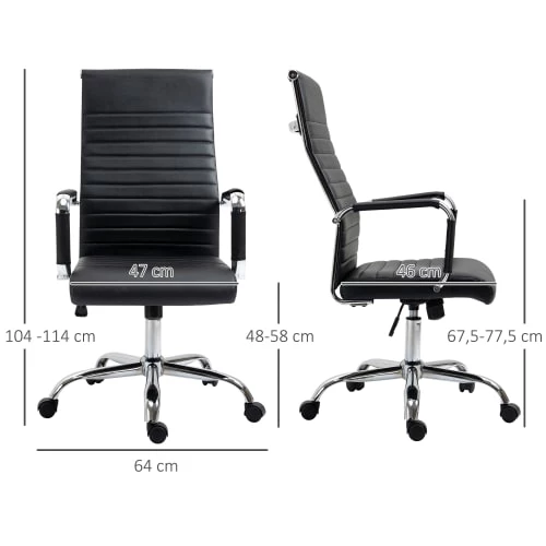 Vinsetto Chaises De Bureau Fauteuil De Bureau Direction Piètement Chromé Accoudoirs Tapissés Noir 5 Vinsetto Chaises De Bureau Fauteuil De Bureau Direction Piètement Chromé Accoudoirs Tapissés Noir – Image 3