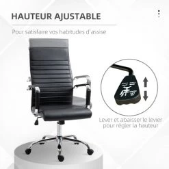 Vinsetto Chaises De Bureau Fauteuil De Bureau Direction Piètement Chromé Accoudoirs Tapissés Noir 13 Vinsetto Chaises De Bureau Fauteuil De Bureau Direction Piètement Chromé Accoudoirs Tapissés Noir -Bancs Soldes fauteuil de bureau direction pietement chrome accoudoirs tapisses noir 5