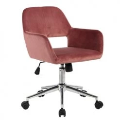 Calicosy Chaises De Bureau Fauteuil De Bureau En Velours Ajustable - Rose