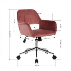 Calicosy Chaises De Bureau Fauteuil De Bureau En Velours Ajustable - Rose -Bancs Soldes fauteuil de bureau en velours ajustable rose 3
