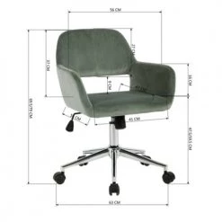 Calicosy Chaises De Bureau Fauteuil De Bureau En Velours Ajustable - Vert -Bancs Soldes fauteuil de bureau en velours ajustable vert 4