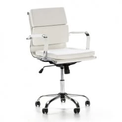 HOMN Chaises De Bureau Fauteuil De Bureau Inclinable Blanc, Cuir Synthétique