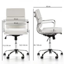 HOMN Chaises De Bureau Fauteuil De Bureau Inclinable Blanc, Cuir Synthétique -Bancs Soldes fauteuil de bureau inclinable blanc cuir synthetique 16