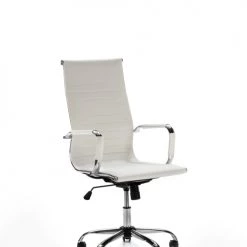 HOMN Chaises De Bureau Fauteuil De Bureau Inclinable Blanc, Cuir Synthétique