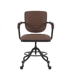 MOYCOR Chaises De Bureau Fauteuil De Bureau Pivotant En Noir Et Simili Cuir Marron -Bancs Soldes fauteuil de bureau pivotant en noir et simili cuir marron 1