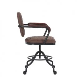 MOYCOR Chaises De Bureau Fauteuil De Bureau Pivotant En Noir Et Simili Cuir Marron -Bancs Soldes fauteuil de bureau pivotant en noir et simili cuir marron 2