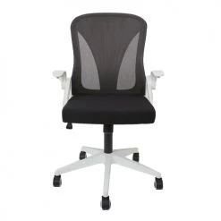 Toilinux Chaises De Bureau Fauteuil De Bureau Rabattable à Roulettes Avec Accoudoirs Blanc -Bancs Soldes fauteuil de bureau rabattable a roulettes avec accoudoirs blanc 2