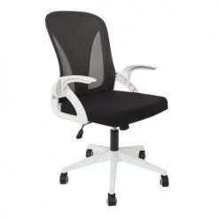 Toilinux Chaises De Bureau Fauteuil De Bureau Rabattable à Roulettes Avec Accoudoirs Blanc