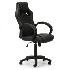 HOMN Chaises De Bureau Fauteuil De Bureau Réglable Et Inclinable Tapissé En Similicuir, Noir