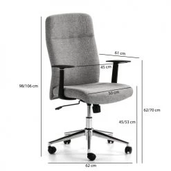 HOMN Chaises De Bureau Fauteuil De Bureau Relevable Et Reclinable, Tissu Gris Clair -Bancs Soldes fauteuil de bureau relevable et reclinable tissu gris clair 4