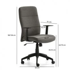 HOMN Chaises De Bureau Fauteuil De Bureau Relevable Et Reclinable, Tissu Gris Foncé -Bancs Soldes fauteuil de bureau relevable et reclinable tissu gris fonce 5