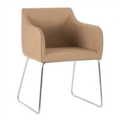 Wadiga Chaises De Bureau Fauteuil De Bureau Similicuir Beige Et Métal Chromé