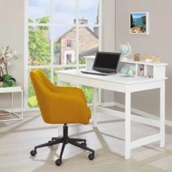 Bancs Soldes -Bancs Soldes fauteuil de bureau sur roulettes tissu orange 1