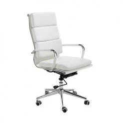 Angel Cerda Chaises De Bureau Fauteuil Pivotant Accoudoirs En Simili Cuir Blanc