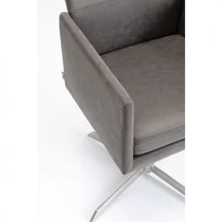 Kare Design Chaises De Bureau Fauteuil Pivotant Gris Et Acier Chromé -Bancs Soldes fauteuil pivotant gris et acier chrome 1