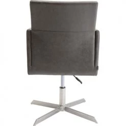 Kare Design Chaises De Bureau Fauteuil Pivotant Gris Et Acier Chromé -Bancs Soldes fauteuil pivotant gris et acier chrome 2