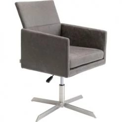 Kare Design Chaises De Bureau Fauteuil Pivotant Gris Et Acier Chromé -Bancs Soldes fauteuil pivotant gris et acier chrome 4