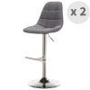 Moloo Chaises Et Tabourets De Bar HENRICK - Tabouret De Bar Réglable Tissu Gris Pied Métal Brossé (x2) -Bancs Soldes henrick tabouret de bar reglable tissu gris pied metal brosse x2