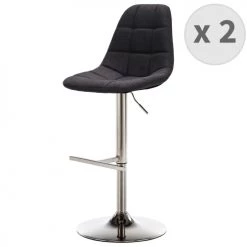 Moloo Chaises Et Tabourets De Bar HENRICK - Tabouret De Bar Tissu Gris Anthracite Pied Métal Brossé (x2)