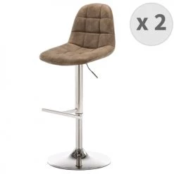 Moloo Chaises Et Tabourets De Bar HENRICK - Tabouret Microfibre Vintage Marron Pied Métal Brossé (x2)