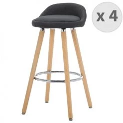 Moloo Chaises Et Tabourets De Bar JENSEN - Tabouret De Bar Scandinave Tissu Anthracite Pieds Hêtre (x4)