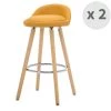 Moloo Chaises Et Tabourets De Bar JENSEN - Tabouret De Bar Scandinave Tissu Curry Pieds Hêtre (x2) -Bancs Soldes jensen tabouret de bar scandinave tissu curry pieds hetre x2
