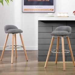 Moloo Chaises Et Tabourets De Bar JENSEN - Tabouret De Bar Scandinave Tissu Gris Pieds Hêtre (x2) -Bancs Soldes jensen tabouret de bar scandinave tissu gris pieds hetre x2 1
