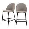Drawer Chaises Et Tabourets De Bar Lot 2 Fauteuils De Bar 65cm En Tissu Bouclette Et Pieds Noirs Taupe