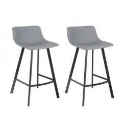 Meubletmoi Chaises Et Tabourets De Bar Lot 2 Tabourets De Bar Simili Gris -Bancs Soldes lot 2 tabourets de bar simili gris 1