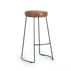 GINER Y COLOMER Chaises Et Tabourets De Bar Lot 2 Tabourets En Cuir Naturel -Bancs Soldes lot 2 tabourets en cuir naturel 3