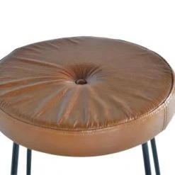 GINER Y COLOMER Chaises Et Tabourets De Bar Lot 2 Tabourets En Cuir Naturel -Bancs Soldes lot 2 tabourets en cuir naturel 4