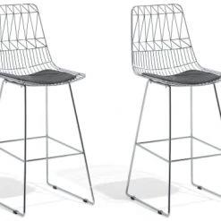 Beliani Chaises Et Tabourets De Bar Lot De 2 Chaises Argentées