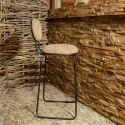 Now’s Home Chaises Et Tabourets De Bar Lot De 2 Chaises De Bar Bi-matière Taupe Et Pied En Metal Noir H99cm -Bancs Soldes lot de 2 chaises de bar bi matiere taupe et pied en metal noir h99cm 1