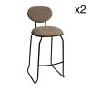 Now’s Home Chaises Et Tabourets De Bar Lot De 2 Chaises De Bar Bi-matière Taupe Et Pied En Metal Noir H99cm -Bancs Soldes lot de 2 chaises de bar bi matiere taupe et pied en metal noir h99cm