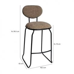 Now’s Home Chaises Et Tabourets De Bar Lot De 2 Chaises De Bar Bi-matière Taupe Et Pied En Metal Noir H99cm -Bancs Soldes lot de 2 chaises de bar bi matiere taupe et pied en metal noir h99cm 4