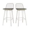 Pomax Chaises Et Tabourets De Bar Lot De 2 Chaises De Bar Design En Métal 67cm Gris Clair -Bancs Soldes lot de 2 chaises de bar design en metal 67cm gris clair