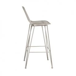 Pomax Chaises Et Tabourets De Bar Lot De 2 Chaises De Bar Design En Métal 67cm Gris Clair -Bancs Soldes lot de 2 chaises de bar design en metal 67cm gris clair 2