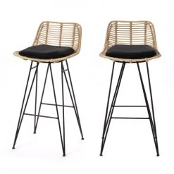 Drawer Chaises Et Tabourets De Bar Lot De 2 Chaises De Bar Design En Rotin 67cm