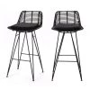Drawer Chaises Et Tabourets De Bar Lot De 2 Chaises De Bar Design En Rotin 67cm Noir -Bancs Soldes lot de 2 chaises de bar design en rotin 67cm noir