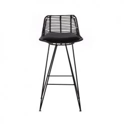 Drawer Chaises Et Tabourets De Bar Lot De 2 Chaises De Bar Design En Rotin 67cm Noir -Bancs Soldes lot de 2 chaises de bar design en rotin 67cm noir 3