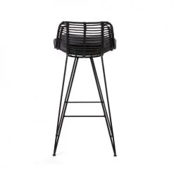 Drawer Chaises Et Tabourets De Bar Lot De 2 Chaises De Bar Design En Rotin 67cm Noir -Bancs Soldes lot de 2 chaises de bar design en rotin 67cm noir 5