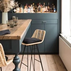 Bancs Soldes -Bancs Soldes lot de 2 chaises de bar design en rotin 75cm 1