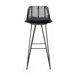 Drawer Chaises Et Tabourets De Bar Lot De 2 Chaises De Bar Design En Rotin 75cm Noir -Bancs Soldes lot de 2 chaises de bar design en rotin 75cm noir 3