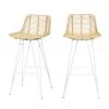 Drawer Chaises Et Tabourets De Bar Lot De 2 Chaises De Bar Design En Rotin Pieds Blancs 67cm -Bancs Soldes lot de 2 chaises de bar design en rotin pieds blancs 67cm