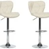 Beliani Chaises Et Tabourets De Bar Lot De 2 Chaises De Bar En Cuir PU Beige -Bancs Soldes lot de 2 chaises de bar en cuir pu beige