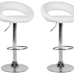 Beliani Chaises Et Tabourets De Bar Lot De 2 Chaises De Bar En Cuir PU Blanc