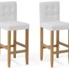 Beliani Chaises Et Tabourets De Bar Lot De 2 Chaises De Bar En Cuir PU Blanc Crème