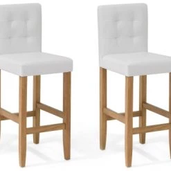 Beliani Chaises Et Tabourets De Bar Lot De 2 Chaises De Bar En Cuir PU Blanc Crème